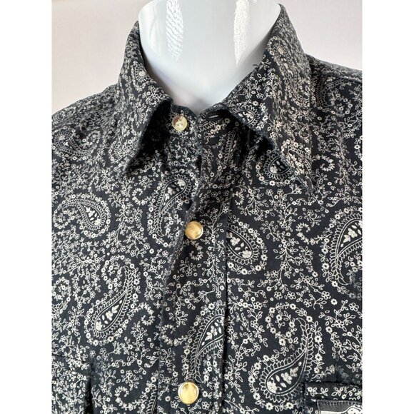 Cowboy Hardware Mens Paisley Long Sleeve Button-Up Shirt M Black White 100% Cott - Picture 5 of 16